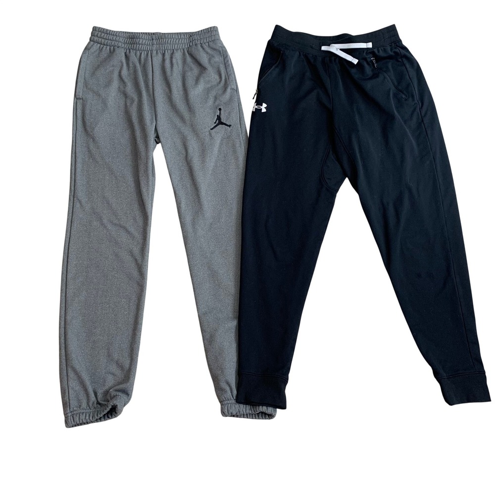 Jordan & Under Armour Joggers Boys Large Gray Black Excellent Athletic Bundle